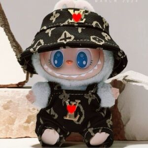 Labubu Clothes -  Black Bucket Hat and Jumpsuit Set (DOLL NOT INCLUDED) - LC-027